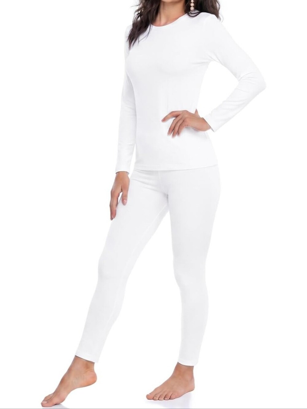 Thermajane Womens White Thermal Underwear Size Medium